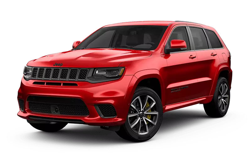 Illustration of a new red Jeep Grand Cherokee SUV.