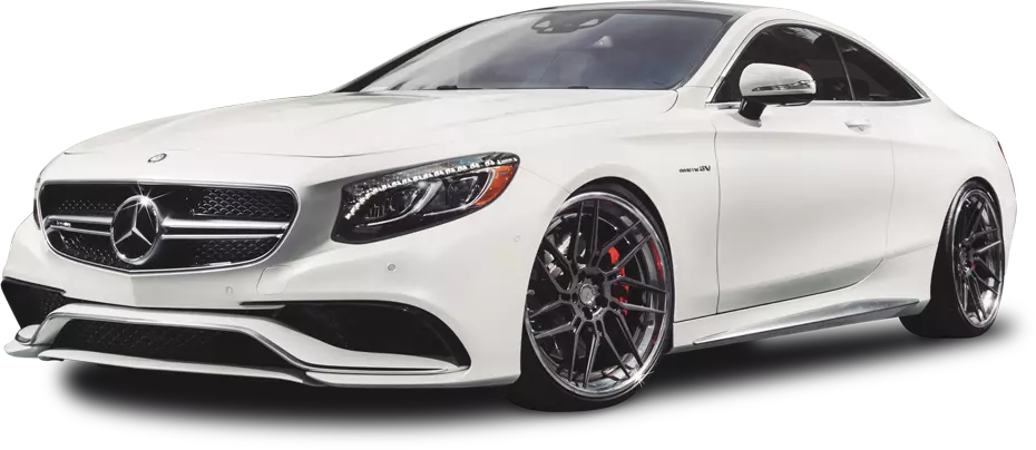 Illustration of a new white Mercedes Benz S Class Coupe sports car.